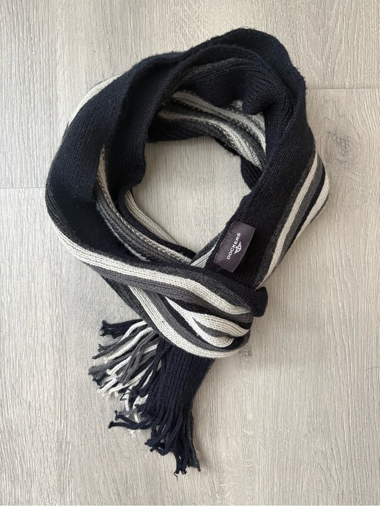 Dockers Other - Dockers Black, Gray & Cream Striped Knit Scarf